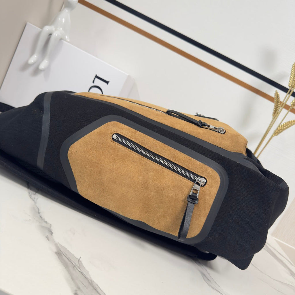 Loewe Flex Canvas Backpack 41 in Black mix Brown Suede 274289