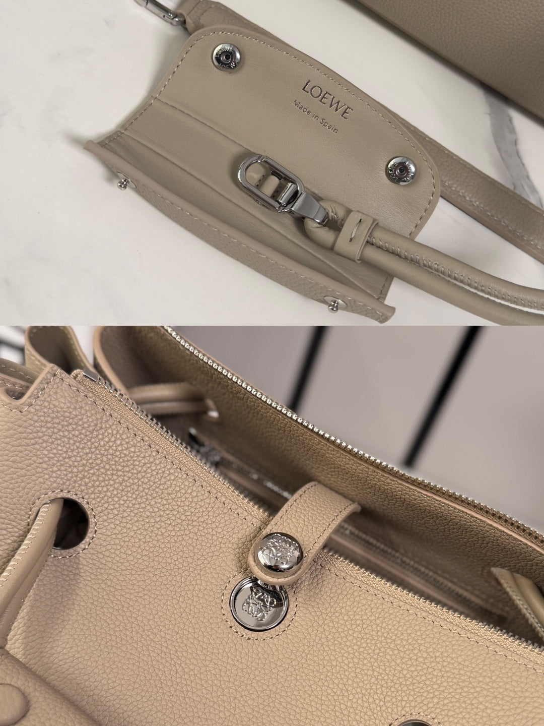 LOE Small Madrid Handbag in Beige Calfskin 274286