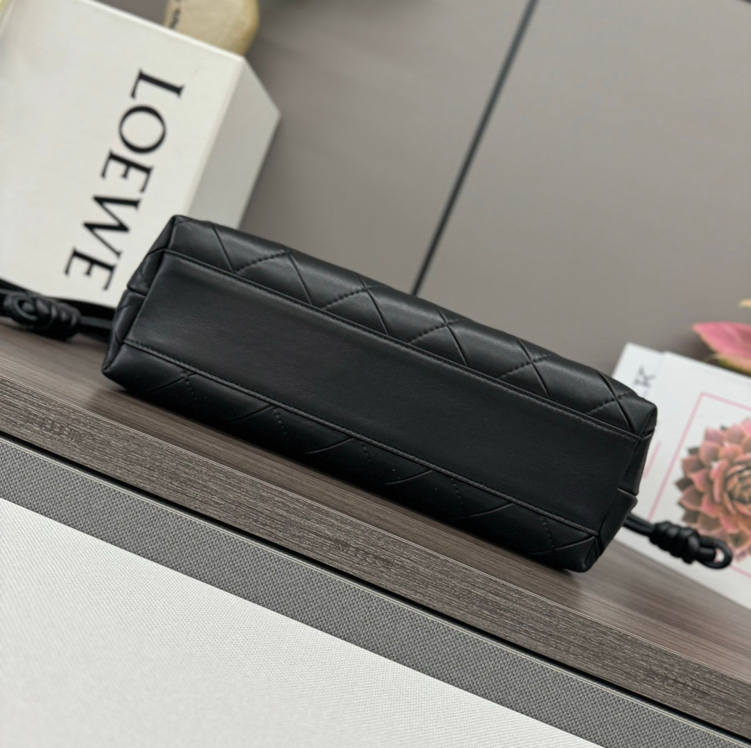 Loewe Flamenco Clutch Bag in Glossy Black Lambskin 274259