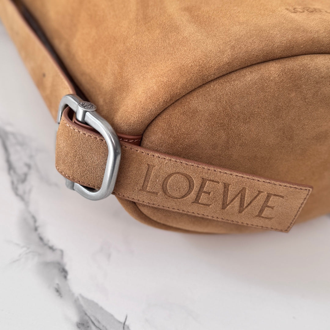 Loewe Loop Medium 39cm in Brown Suede Cowhide 274230