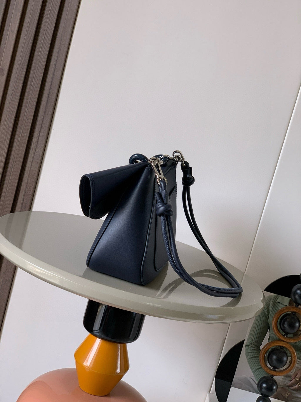 Loewe Ola Handbag Medium 26cm in Blue Silver Calfskin Leather 274228