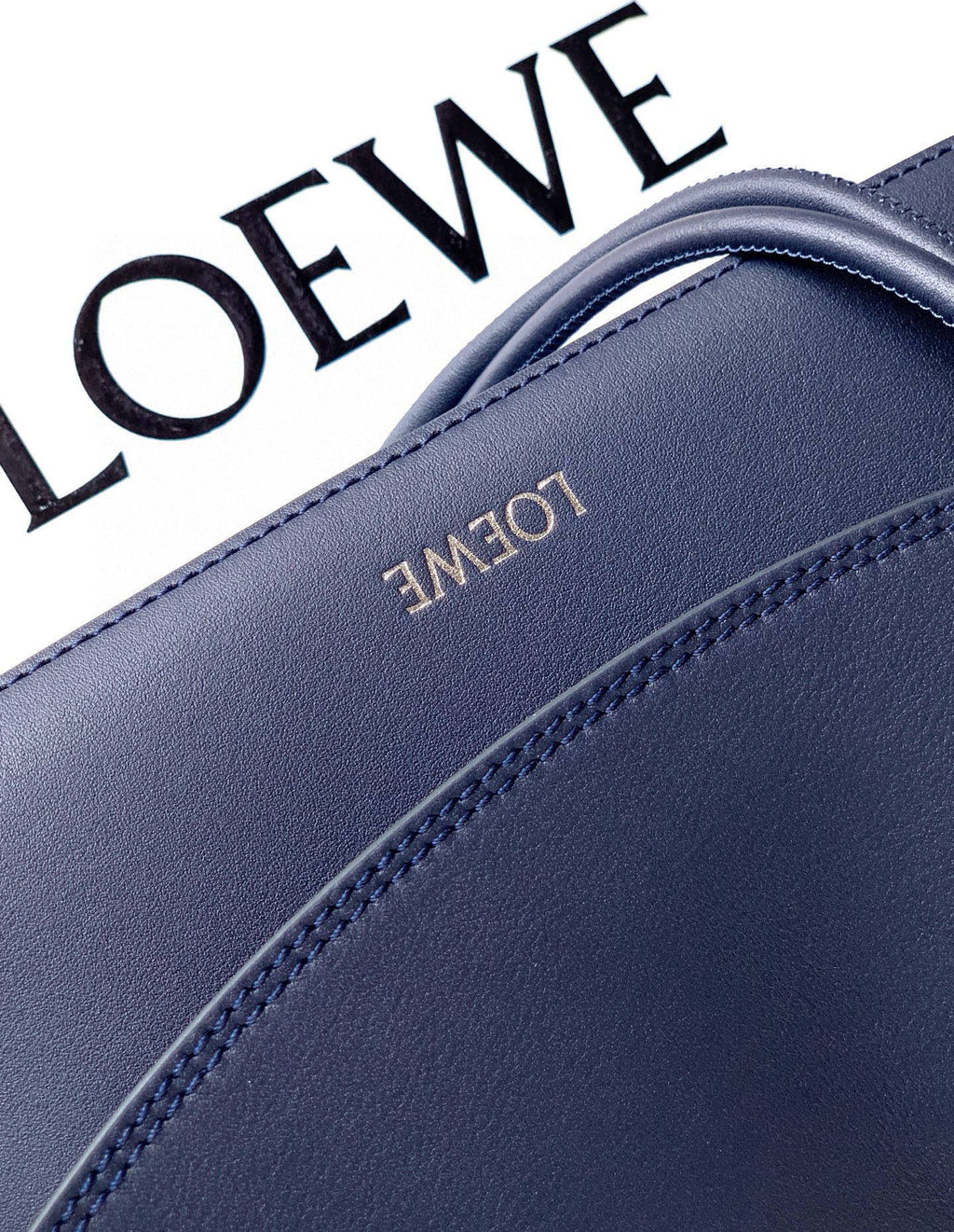 Loewe Ola Handbag Medium 26cm in Blue Silver Calfskin Leather 274228