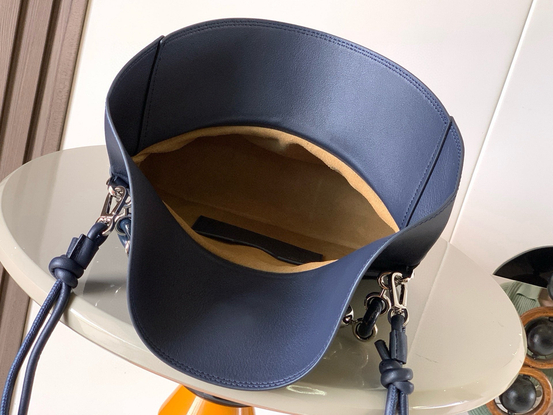 Loewe Ola Handbag Medium 26cm in Blue Silver Calfskin Leather 274228