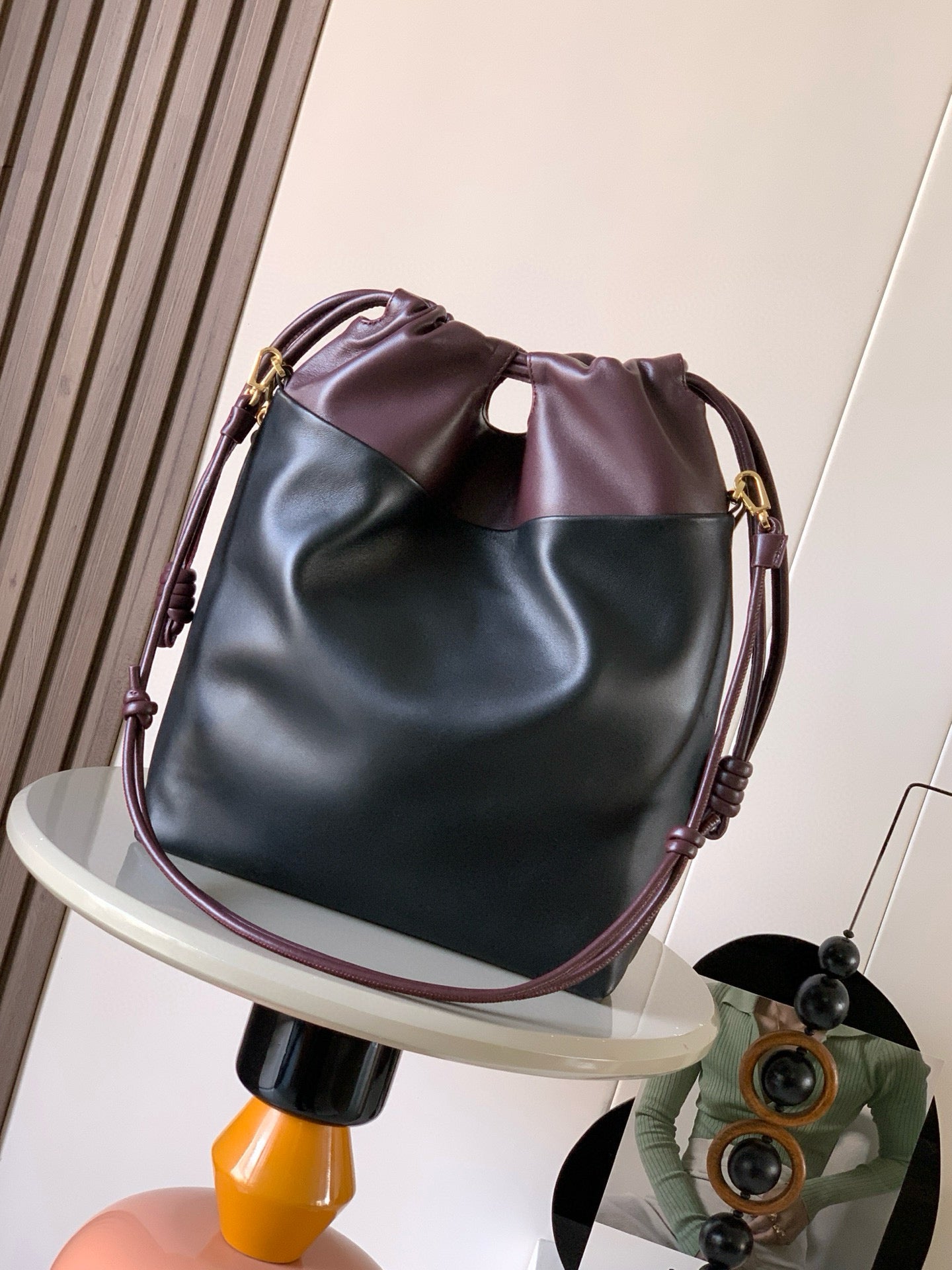 Loewe Flamenco Tote Bag 38 in Burgundy Red Lamskin 274218