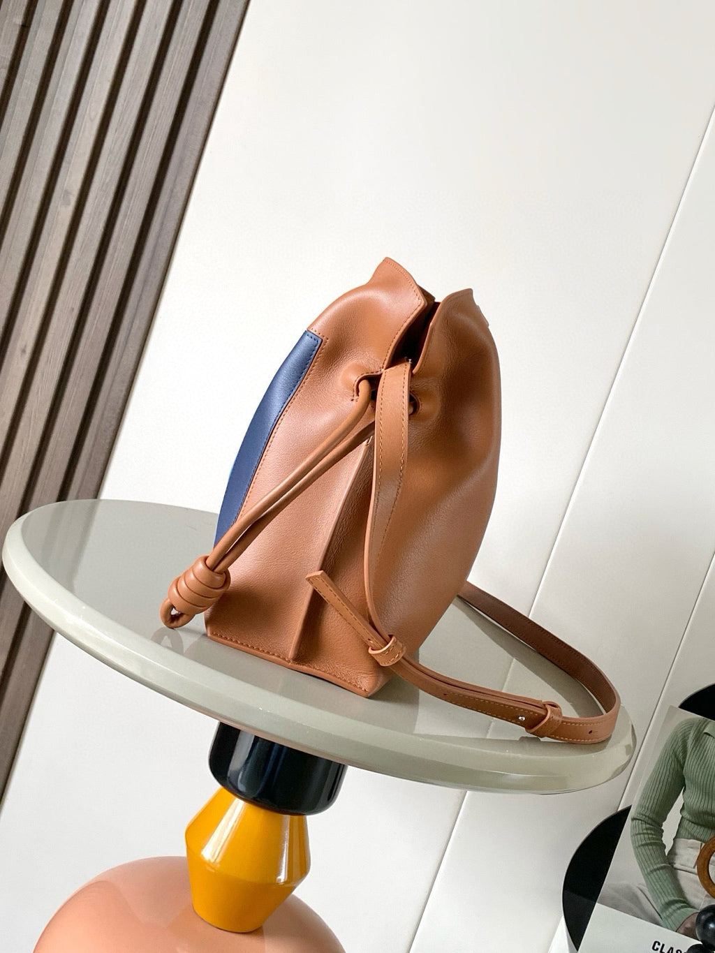 Loewe Flamenco Clutch Medium 30 Caramel Bright Green Nappa Lambskin