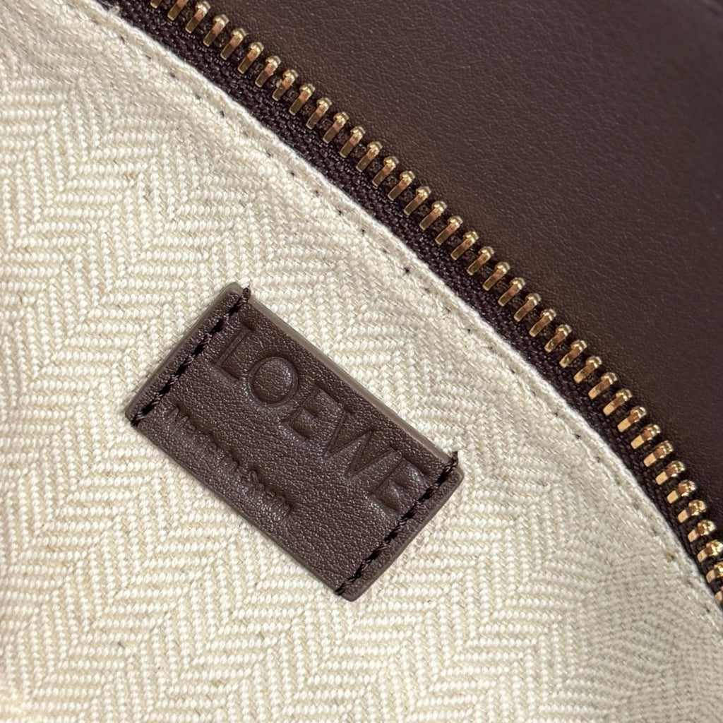Loewe Puzzle Handbag 24 in Chocolate & Light Moss Suede 274174