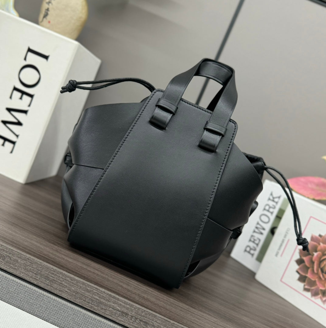 Loewe Hammock Compact 17 Handbag in Black Calfskin 274137