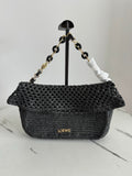 LOE Ola Bag 26 Black in Raffia and Calfskin 274683