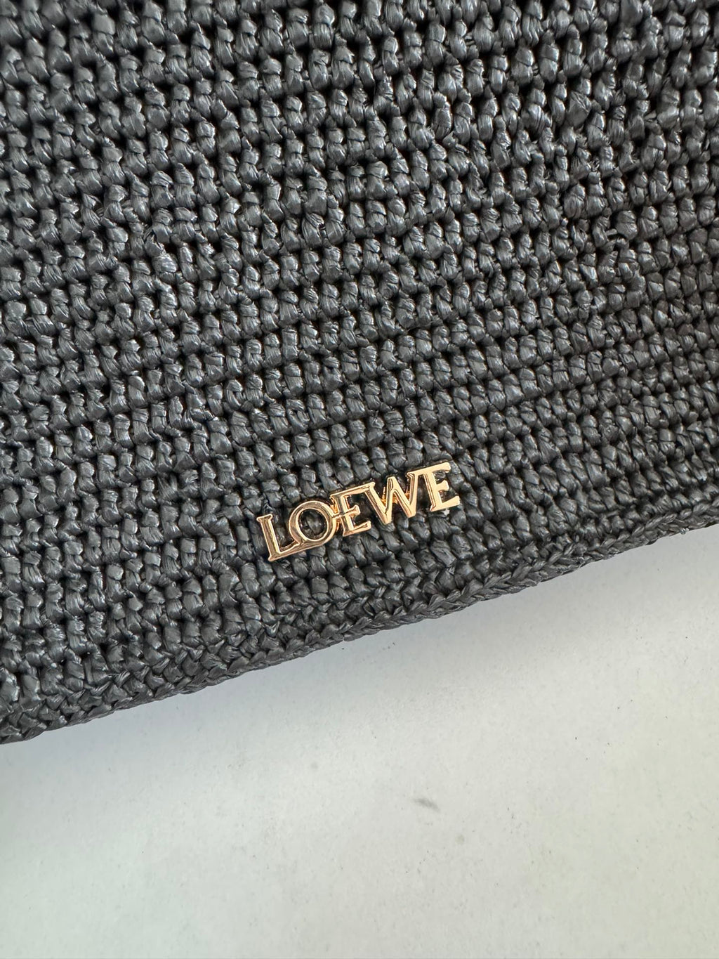 LOE Ola Bag 26 Black in Raffia and Calfskin 274683