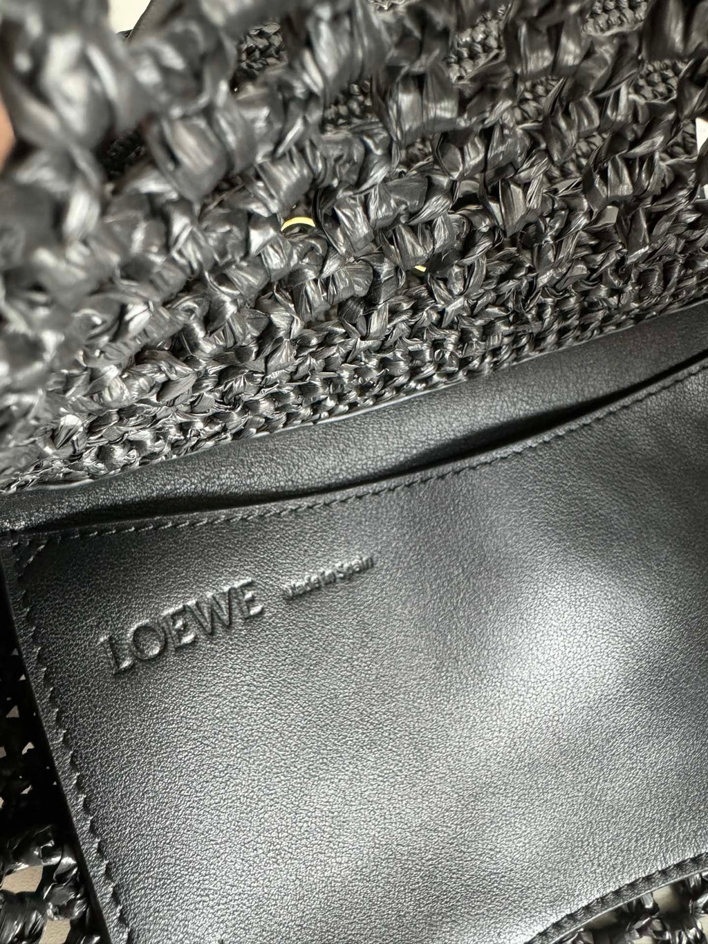 LOE Ola Bag 26 Black in Raffia and Calfskin 274683