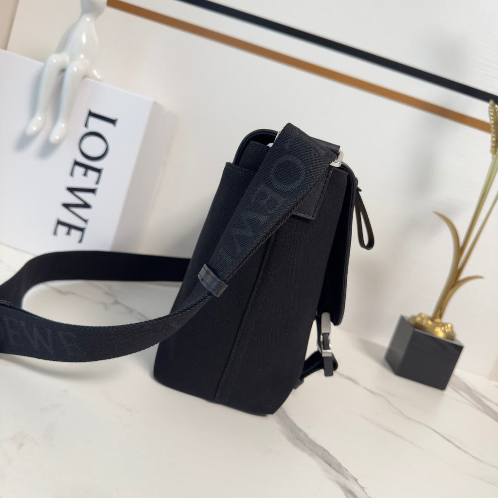 Loewe Medium Flex bag in Black mix Brown Suede/Canvas 274484