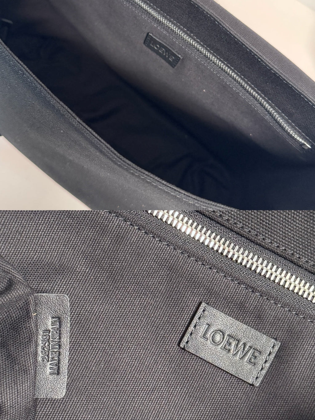 Loewe Medium Flex bag in Black mix Brown Suede/Canvas 274484