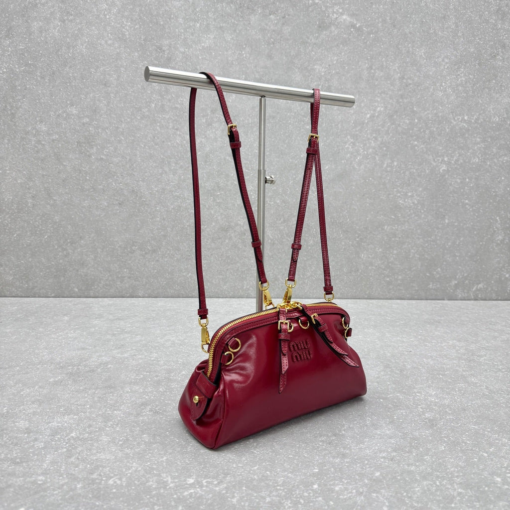 Miu McDonal Dumpling Ruby Red 24cm Bag in Oli-waxed