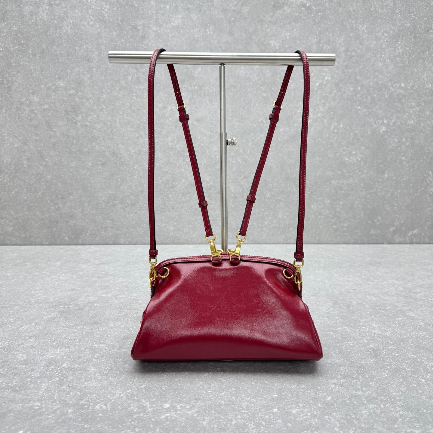 Miu McDonal Dumpling Ruby Red 24cm Bag in Oli-waxed