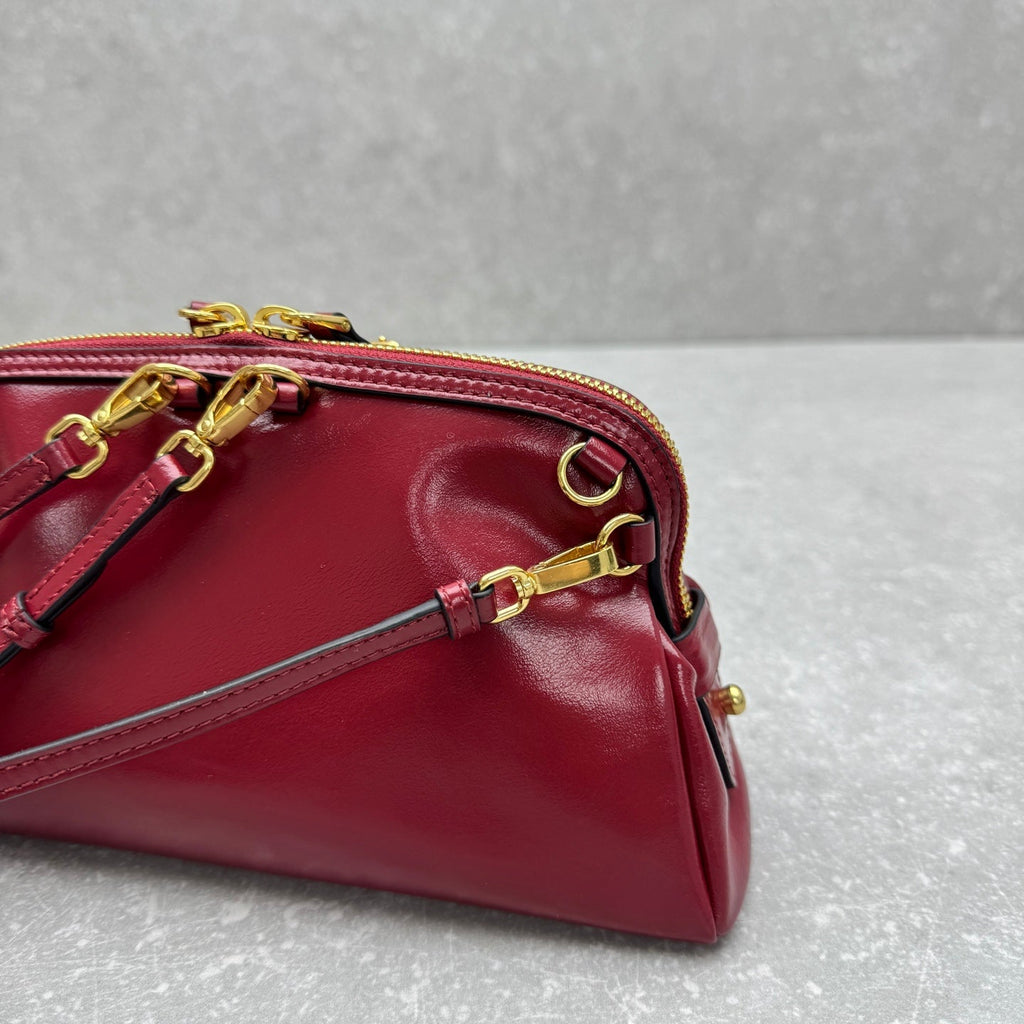 Miu McDonal Dumpling Ruby Red 24cm Bag in Oli-waxed