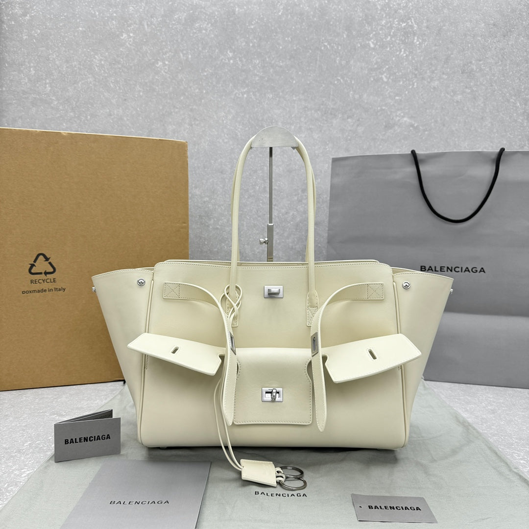 Bel Air Carry All Bag 30 in White Nappa Lambskin Silver Hardware