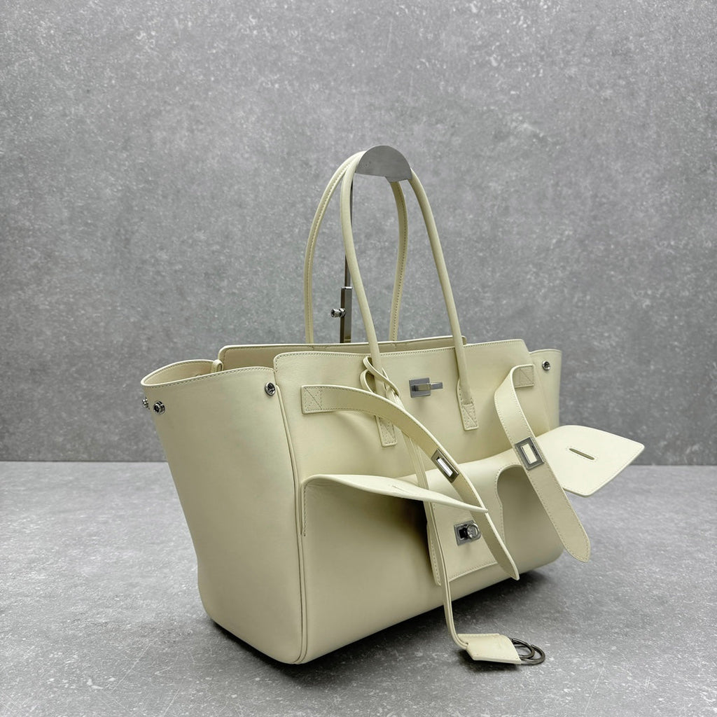 Bel Air Carry All Bag 30 in White Nappa Lambskin Silver Hardware
