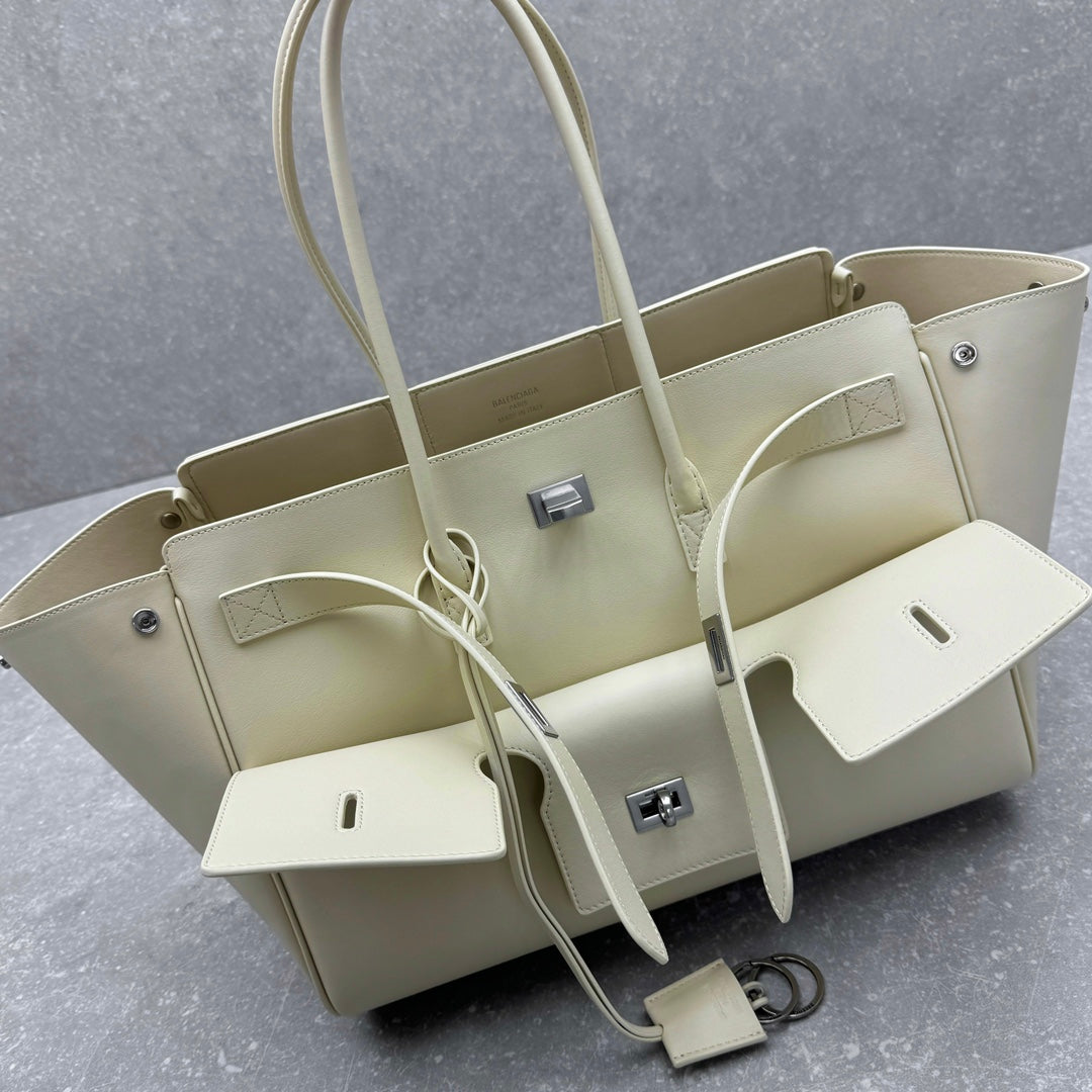 Bel Air Carry All Bag 30 in White Nappa Lambskin Silver Hardware