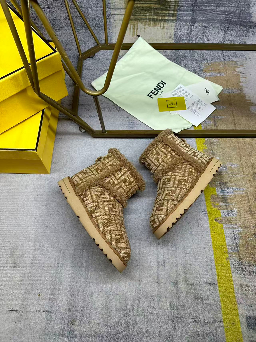 Fendi Laster Hot-Selling Snow Boots Brown  Suede 575435