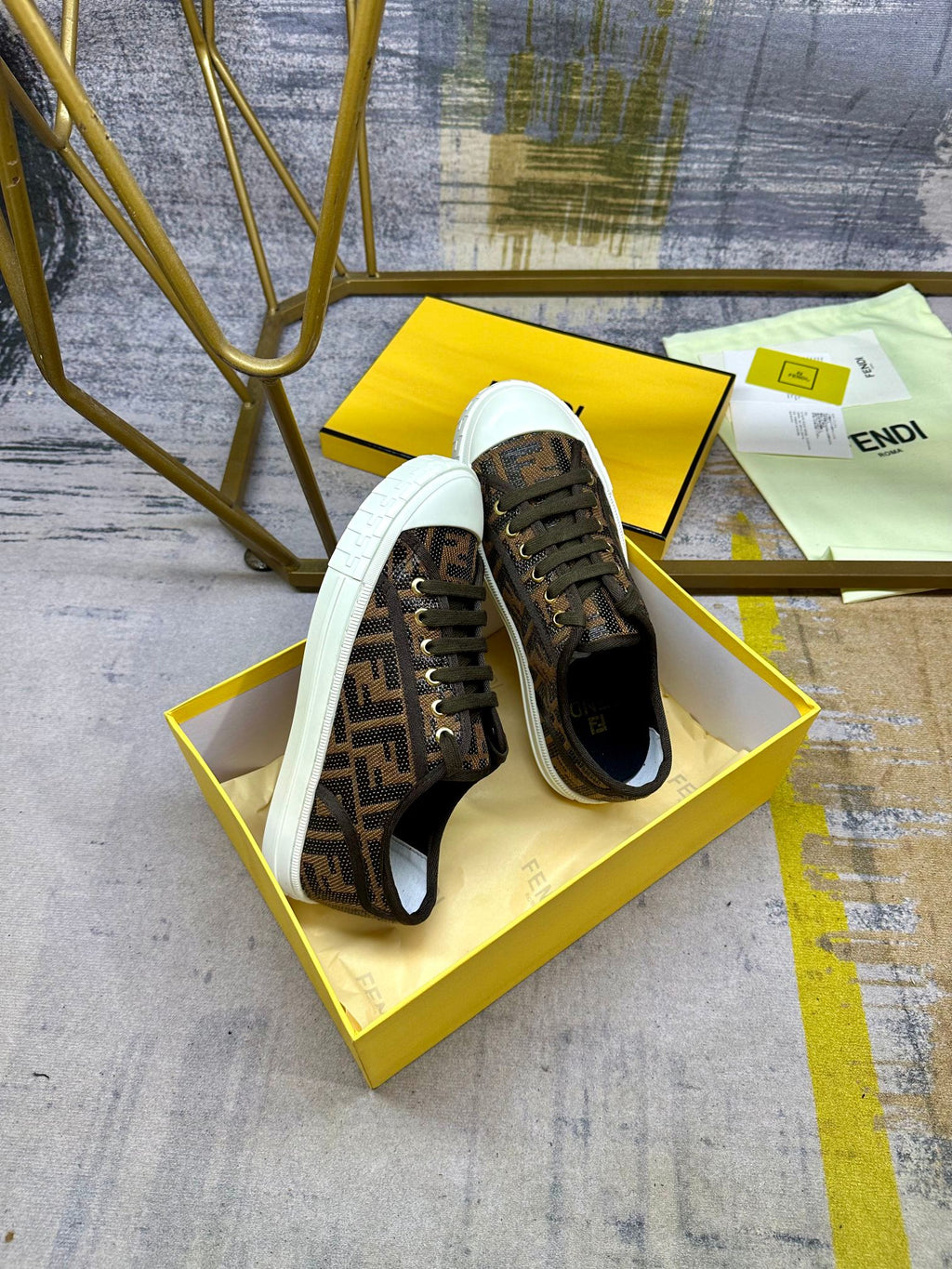 Fendi New Dimino Sneakers Brown Canvas 575424