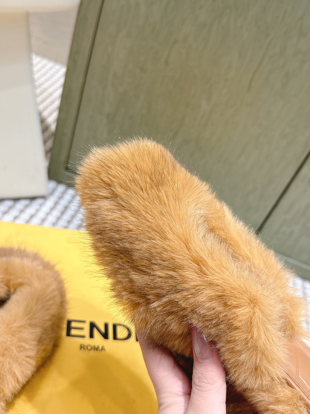 Fendi Fur Slip-On Light Brown Rabbit Fur 568914