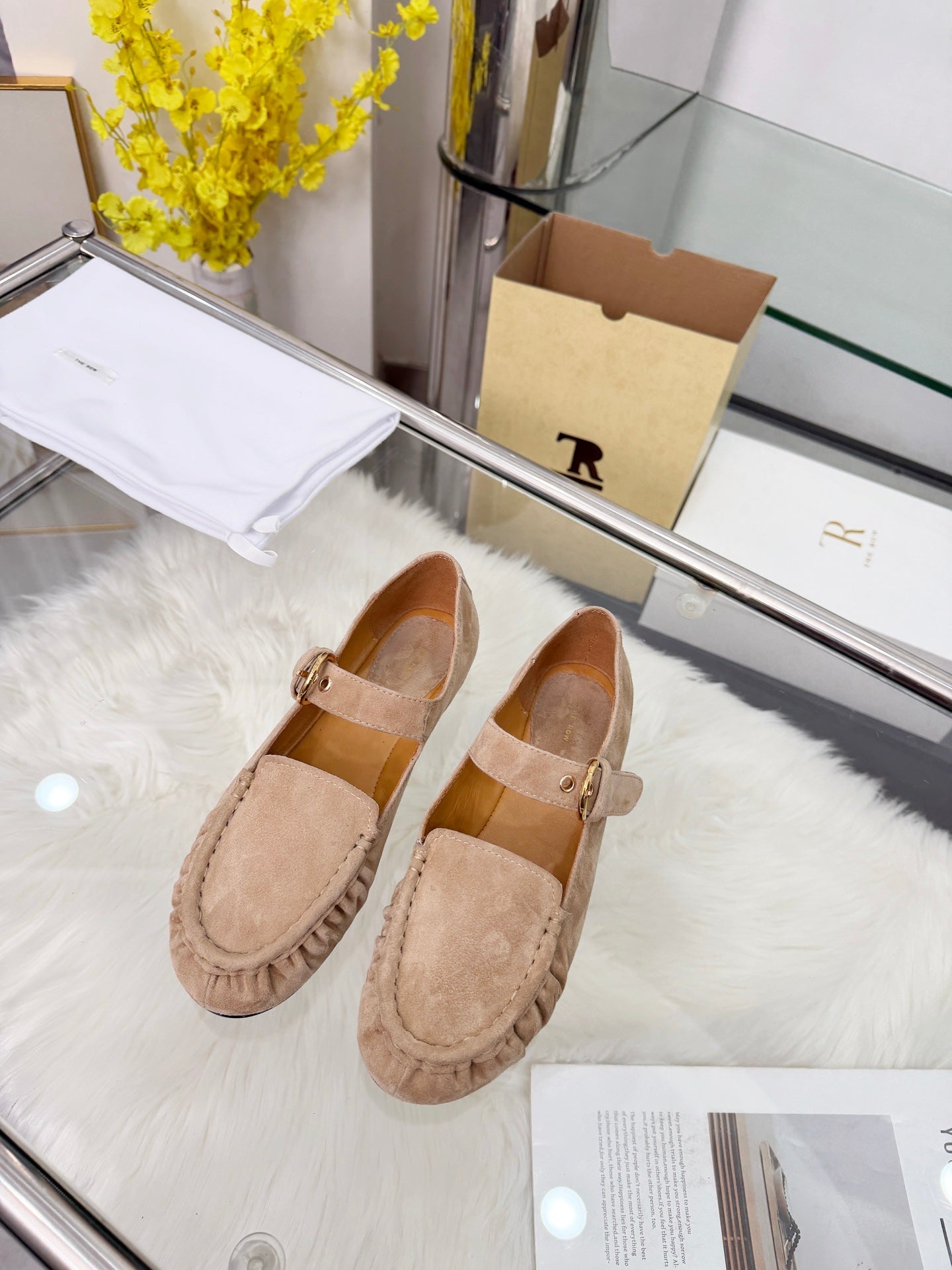 The Row 2026 Mary Jane Flat in Ivory Sheepskin 576853