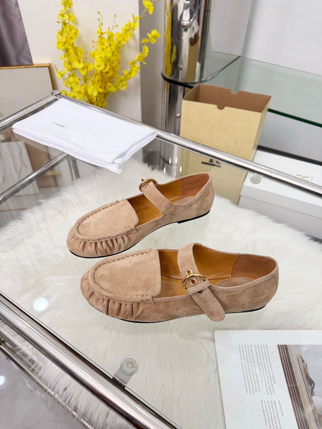 The Row 2026 Mary Jane Flat in Ivory Sheepskin 576853