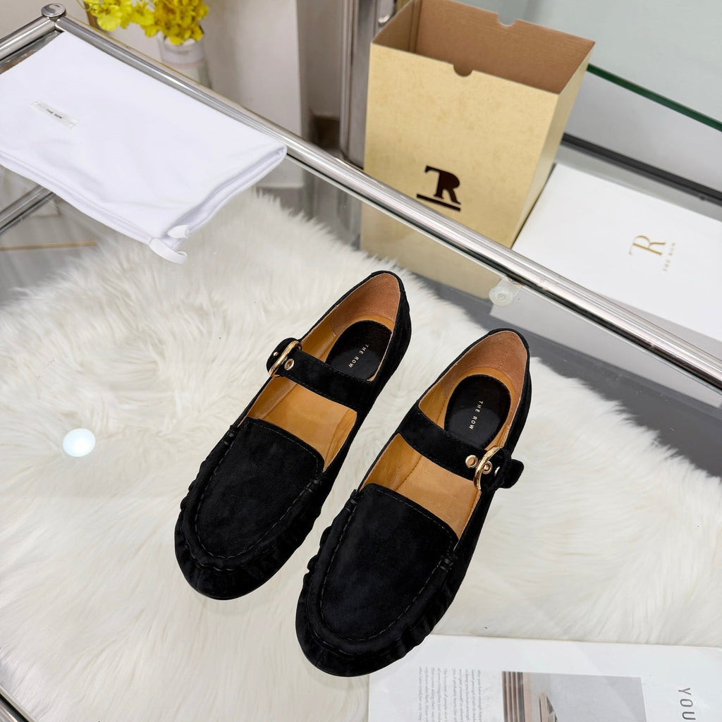 The Row 2026 Mary Jane Flat in Black Sheepskin 576852