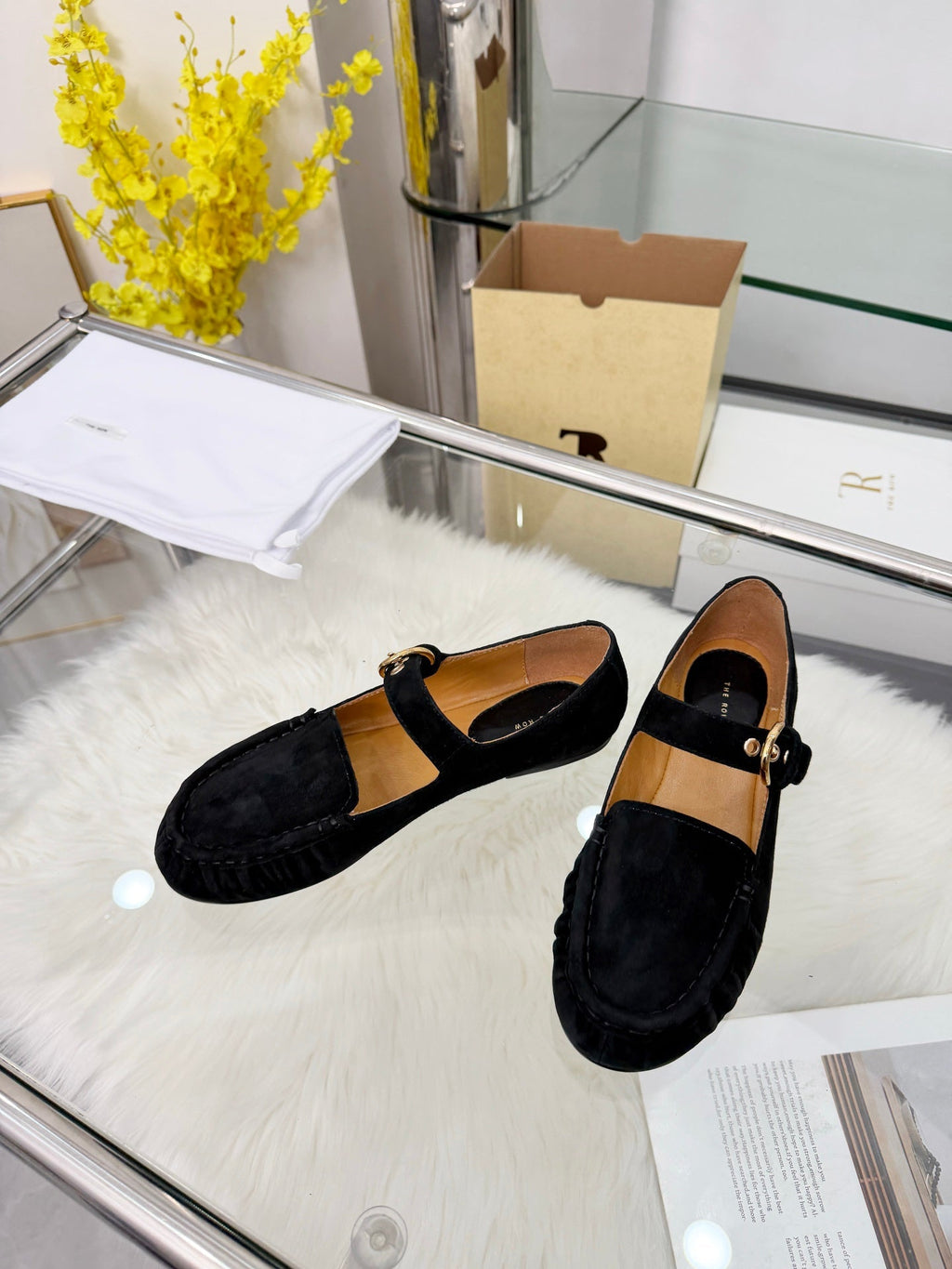 The Row 2026 Mary Jane Flat in Black Sheepskin 576852