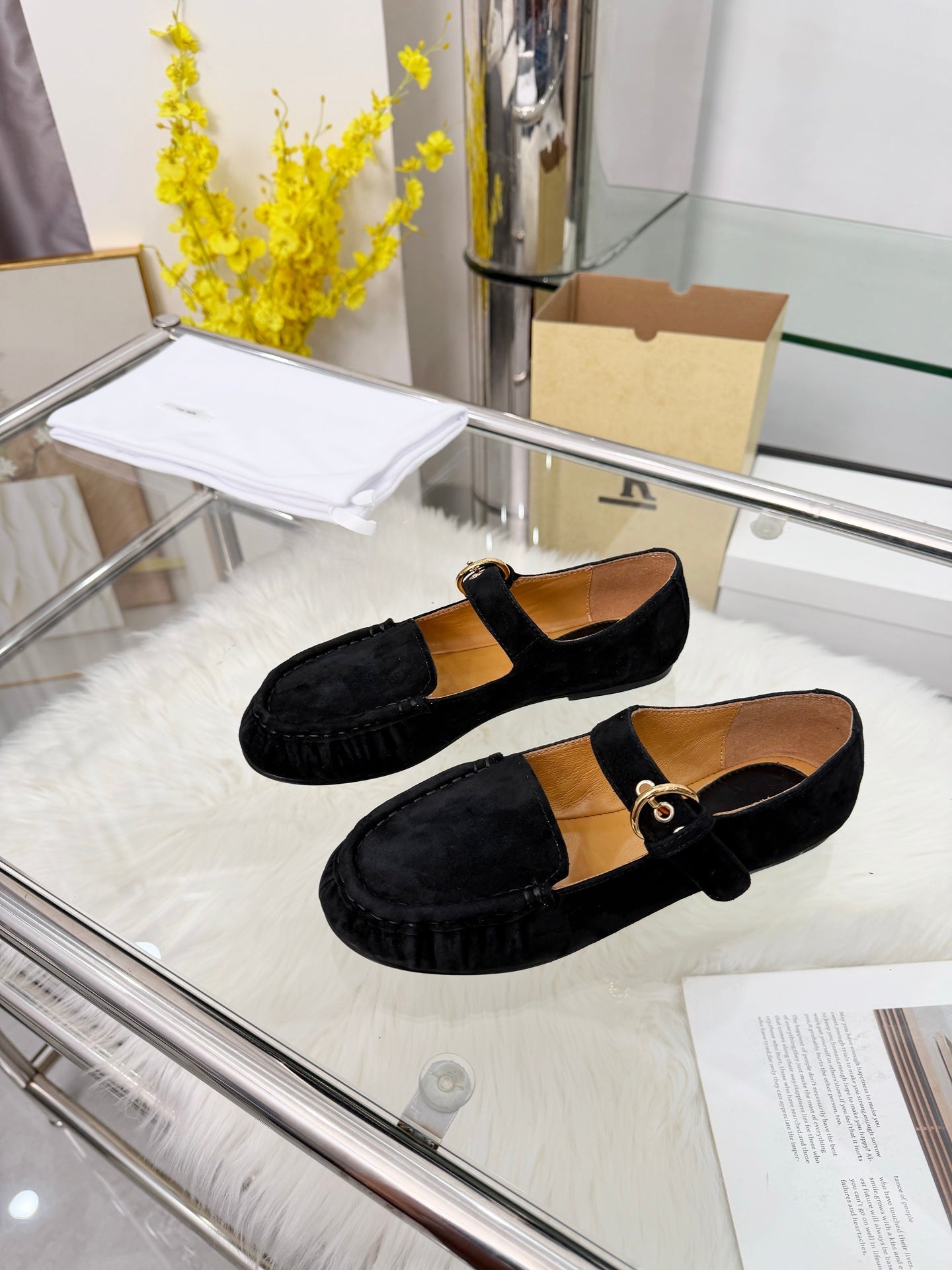 The Row 2026 Mary Jane Flat in Black Sheepskin 576852