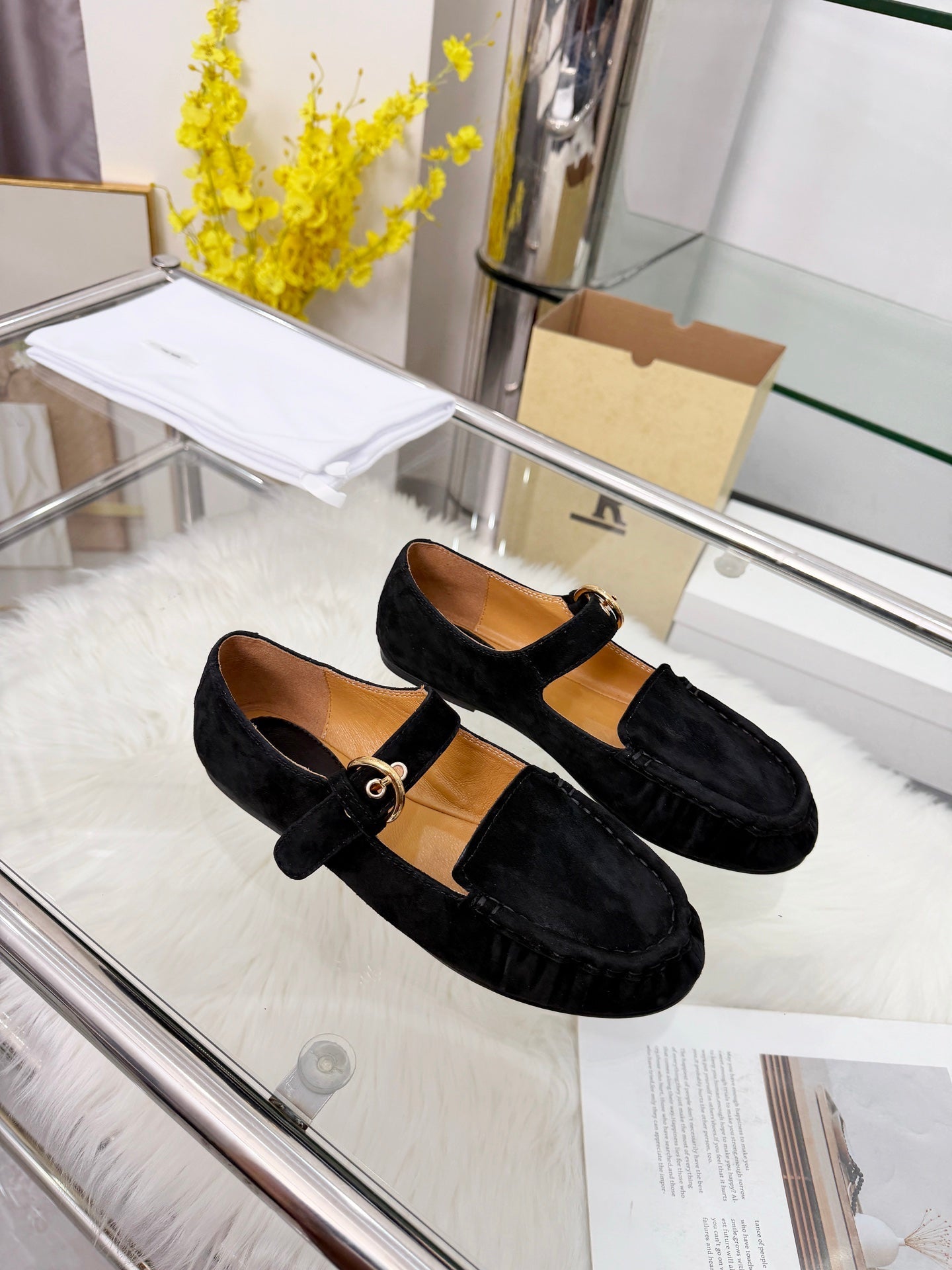 The Row 2026 Mary Jane Flat in Black Sheepskin 576852