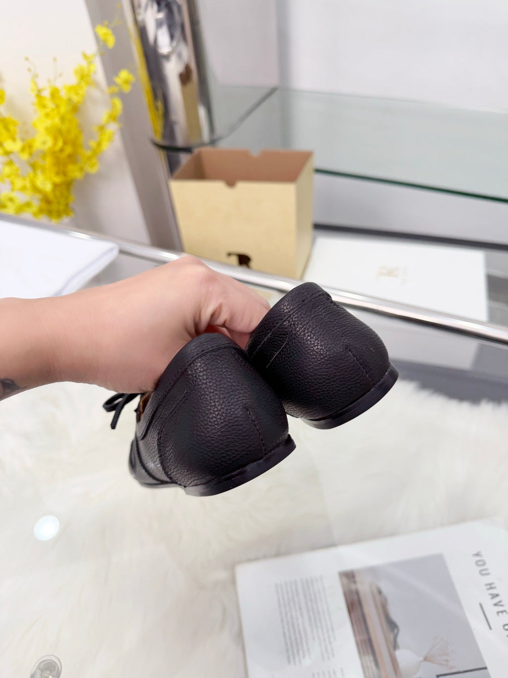 The Row 2026 New Lace-up Loafers flat in Black Sheepskin 576851