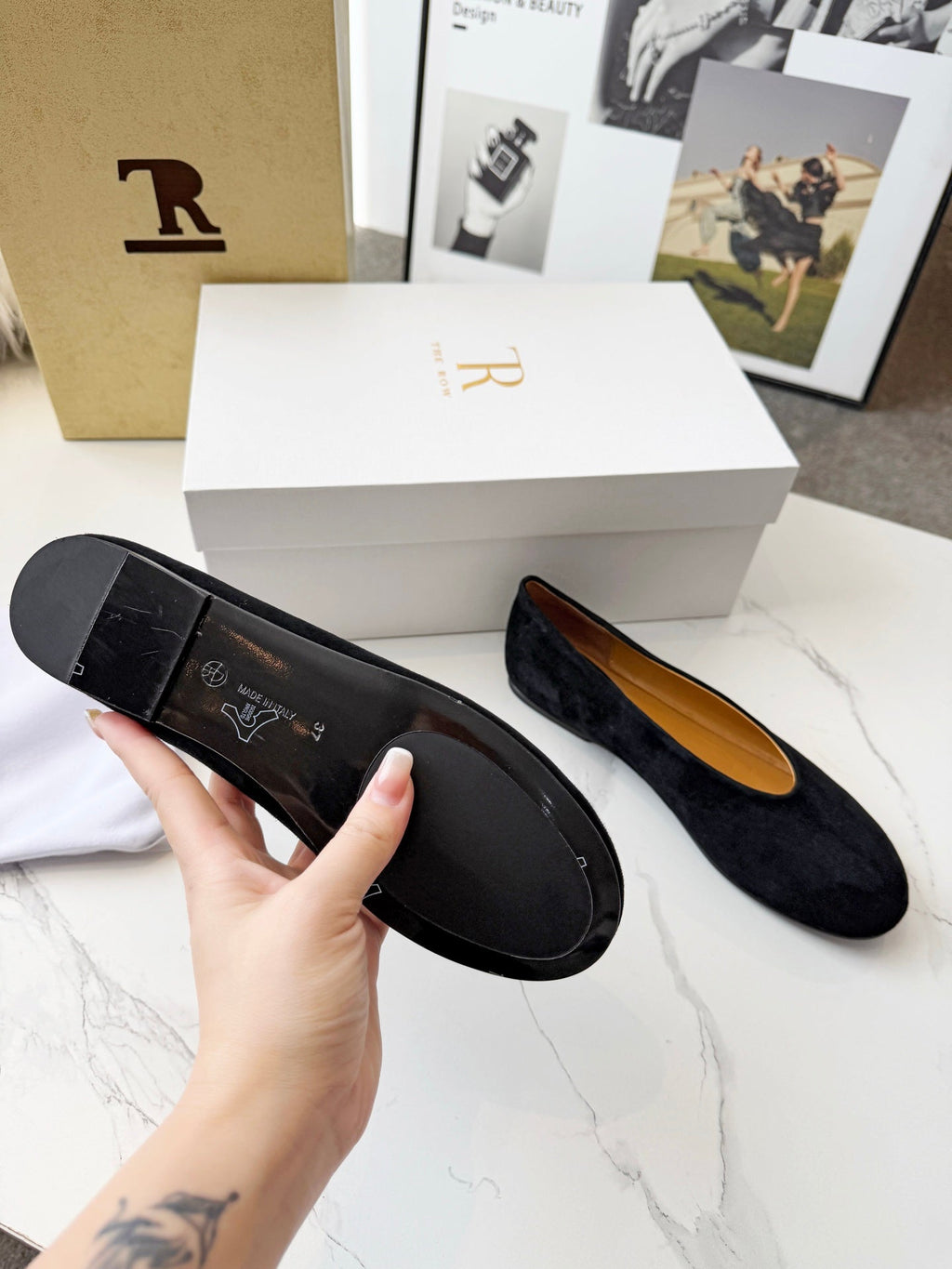 The Row 2026 Early Spring Mary Jane Flat Black Sheepskin 576849