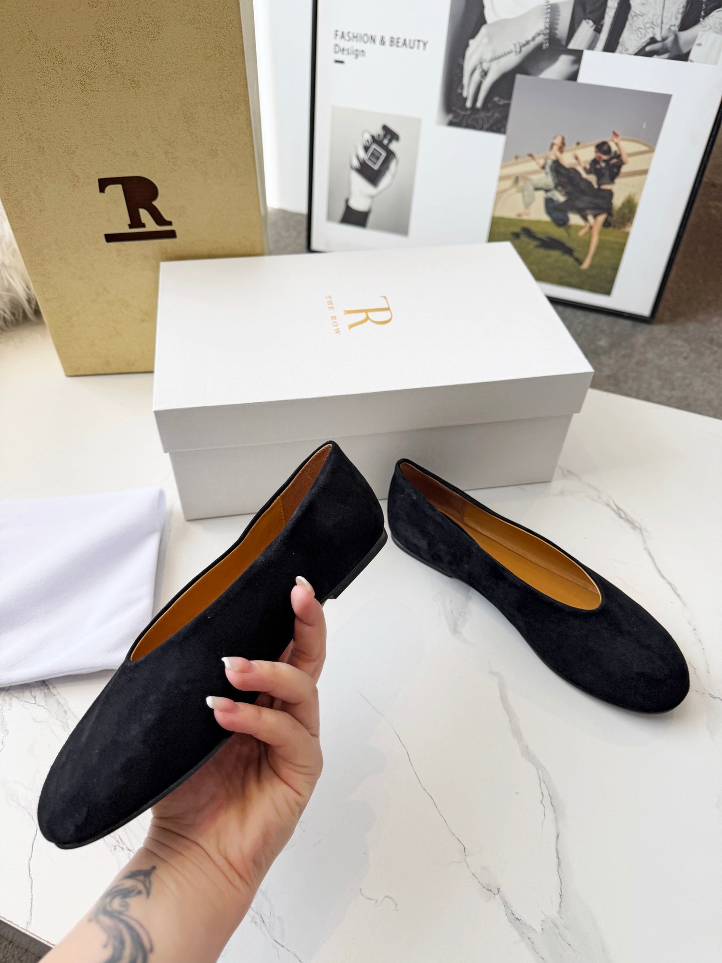 The Row 2026 Early Spring Mary Jane Flat Black Sheepskin 576849