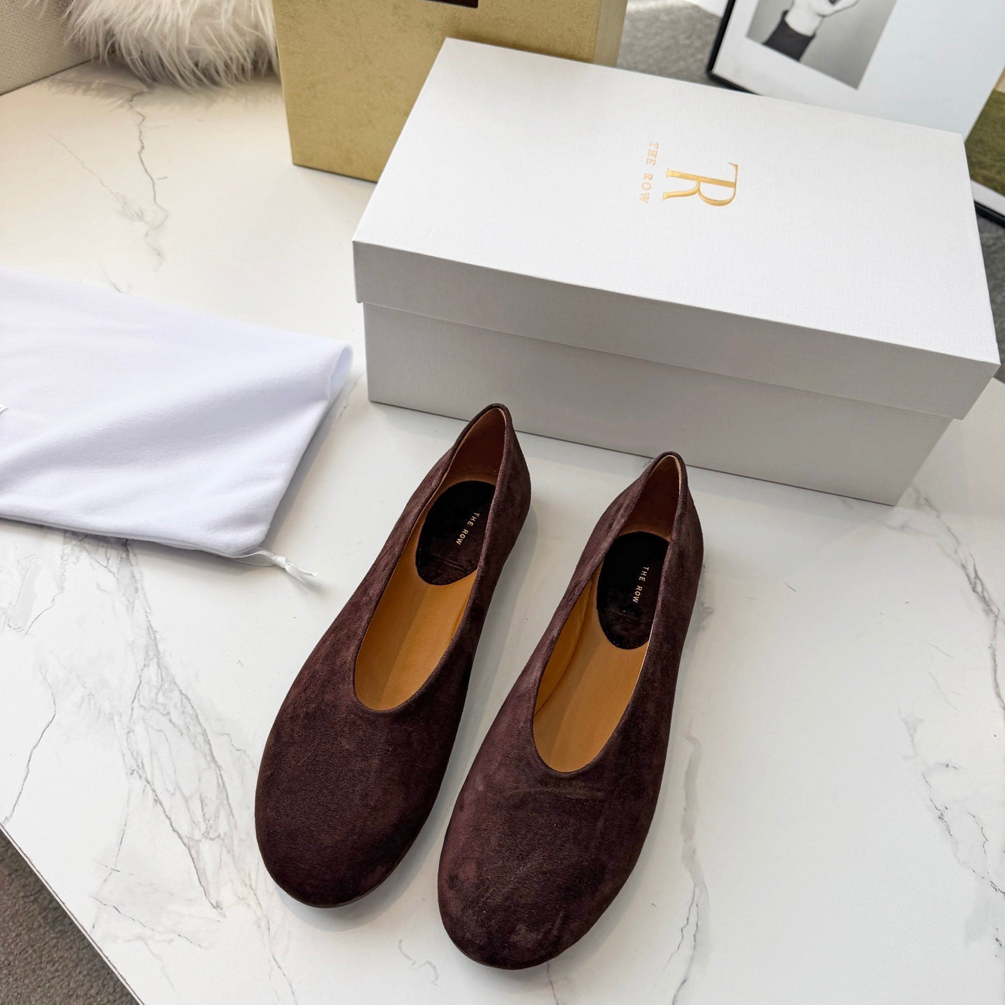 The Row 2026 Early Spring Mary Jane Flat Dark Brown Sheepskin 576848