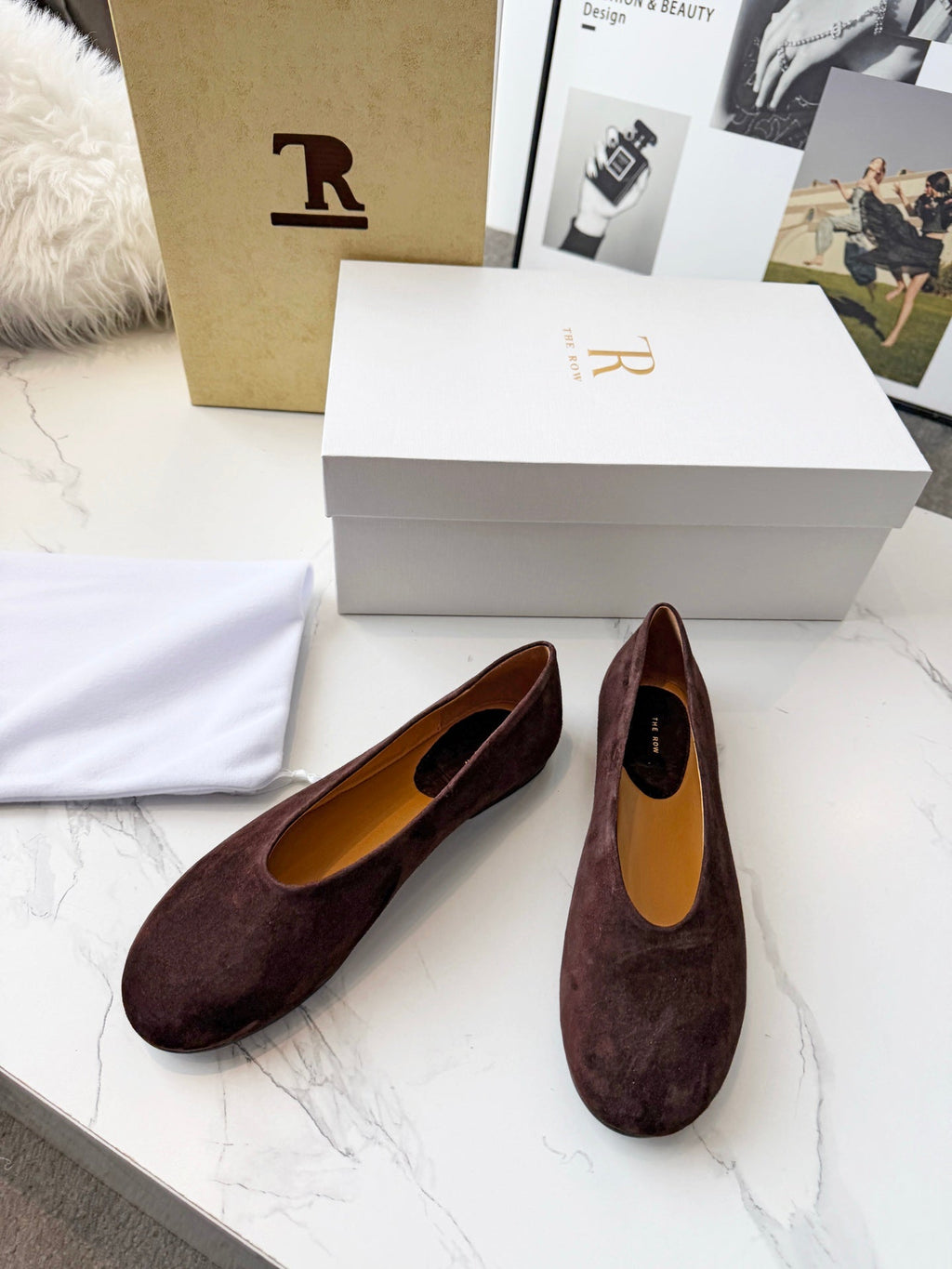 The Row 2026 Early Spring Mary Jane Flat Dark Brown Sheepskin 576848