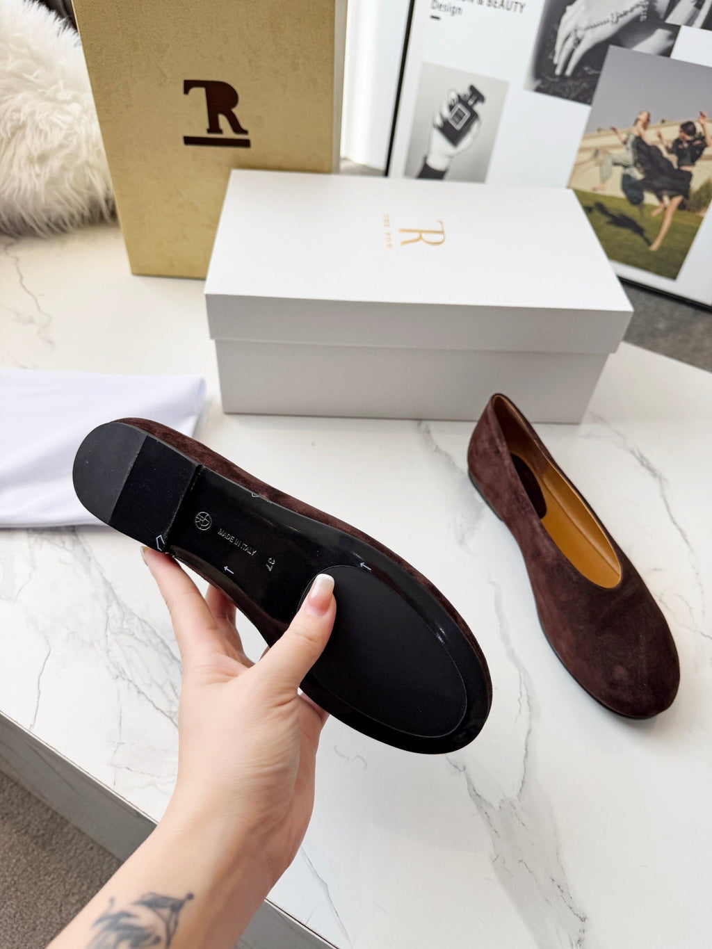 The Row 2026 Early Spring Mary Jane Flat Dark Brown Sheepskin 576848