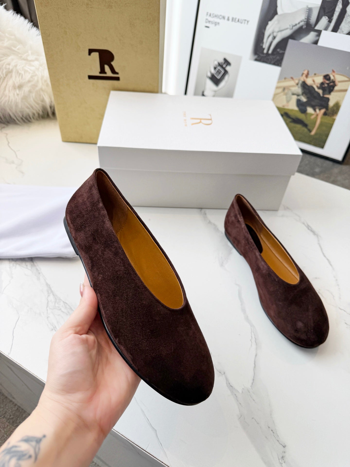 The Row 2026 Early Spring Mary Jane Flat Dark Brown Sheepskin 576848