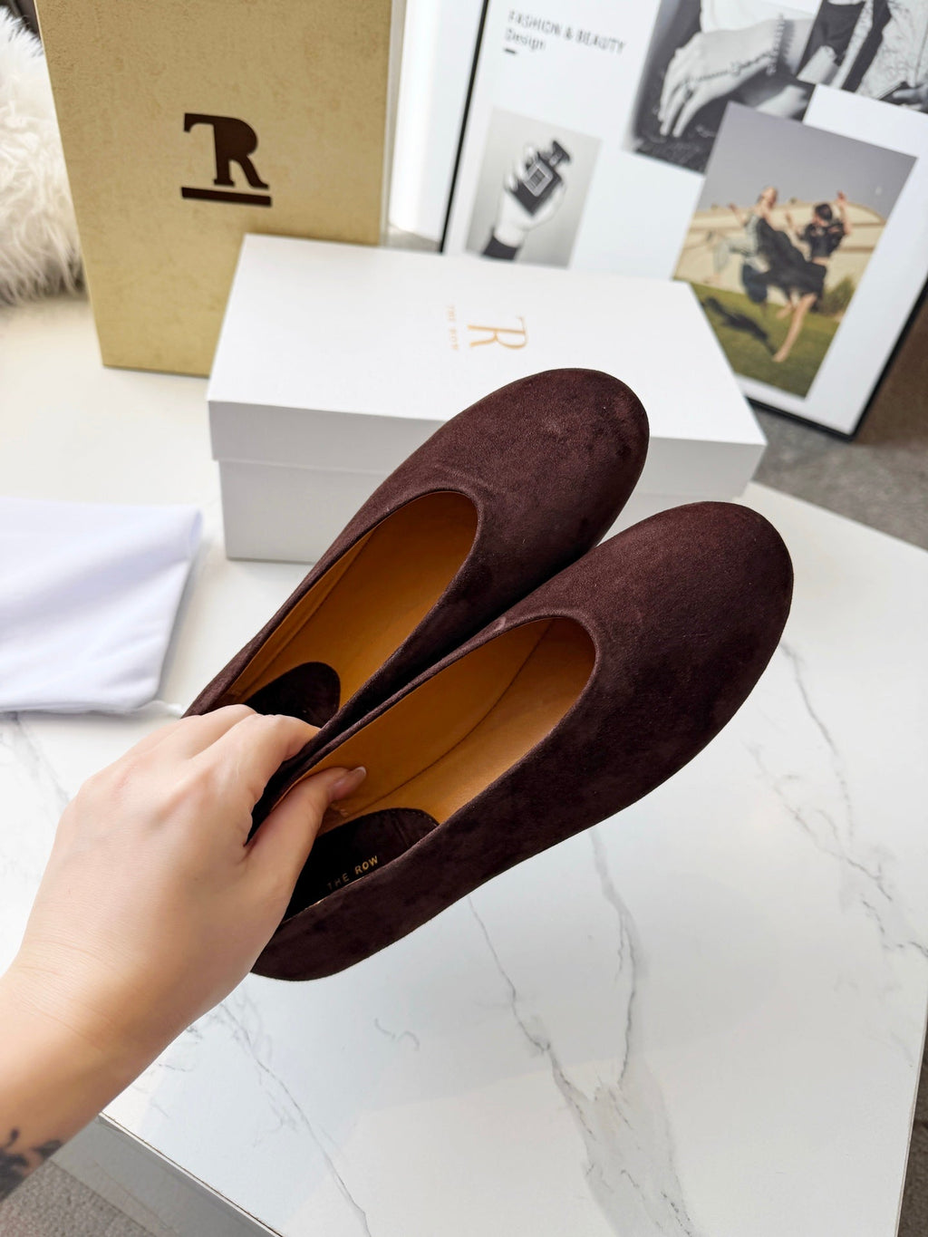 The Row 2026 Early Spring Mary Jane Flat Dark Brown Sheepskin 576848