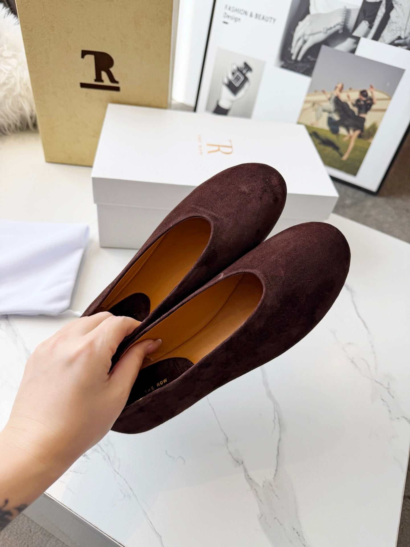 The Row 2026 Early Spring Mary Jane Flat Dark Brown Sheepskin 576848