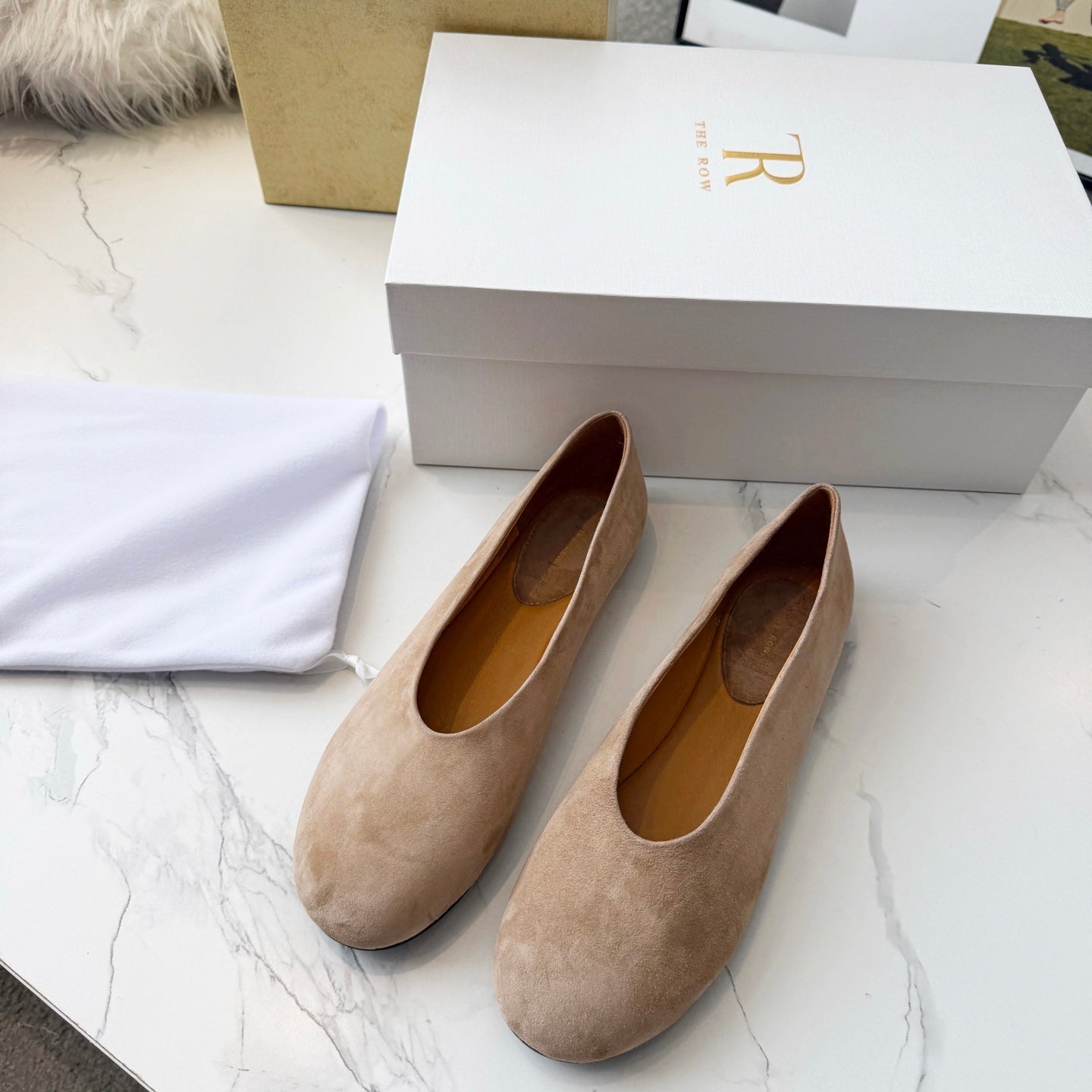 The Row 2026 Early Spring Mary Jane Flat Tan Sheepskin 576847