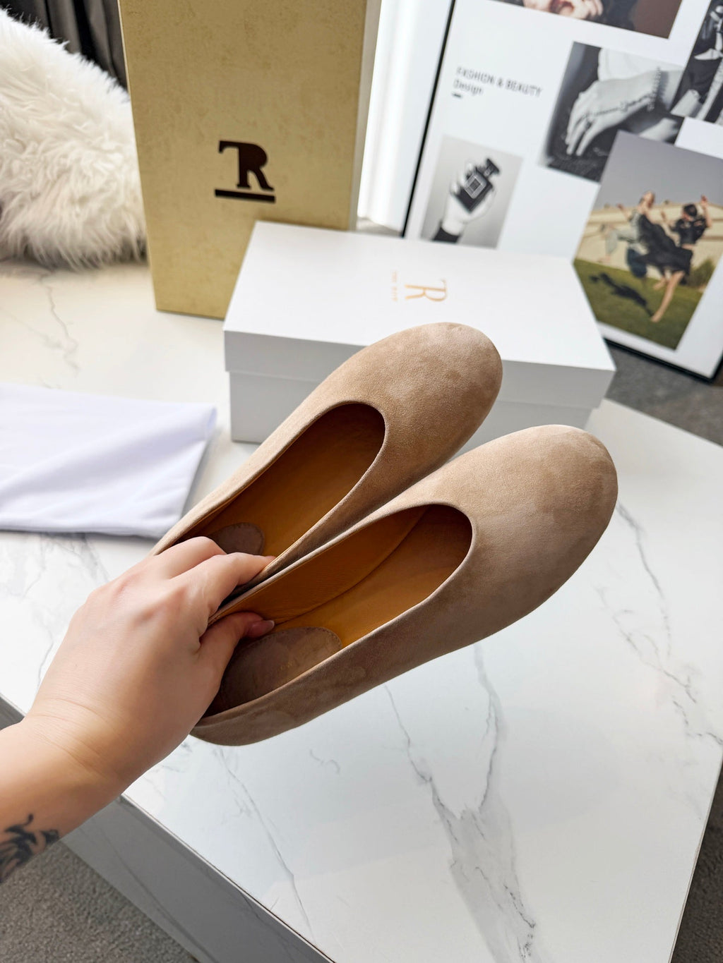 The Row 2026 Early Spring Mary Jane Flat Tan Sheepskin 576847