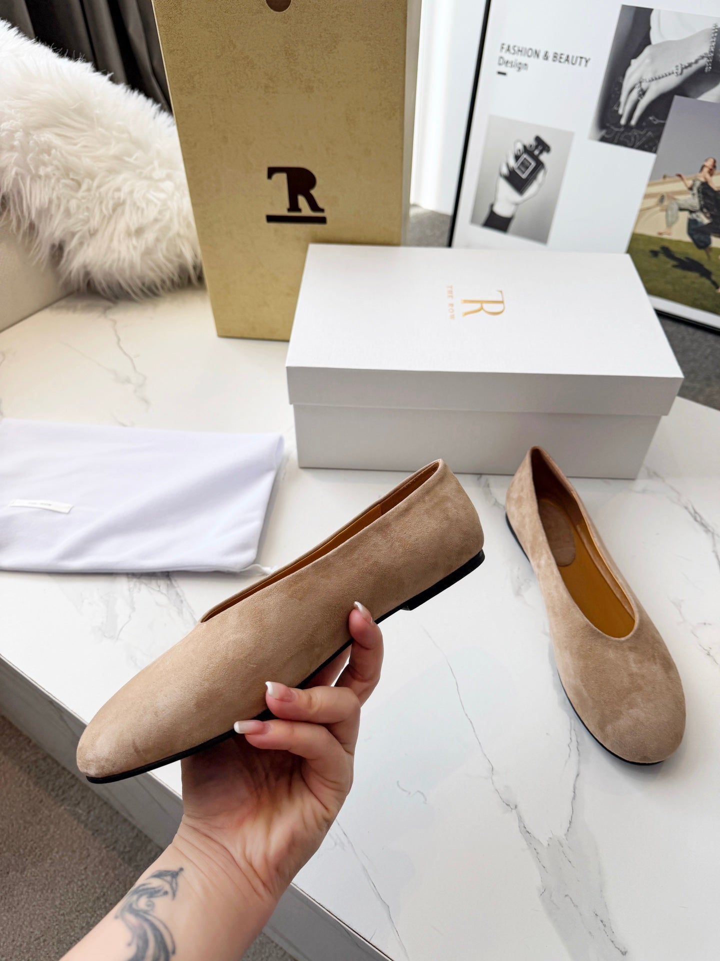 The Row 2026 Early Spring Mary Jane Flat Tan Sheepskin 576847