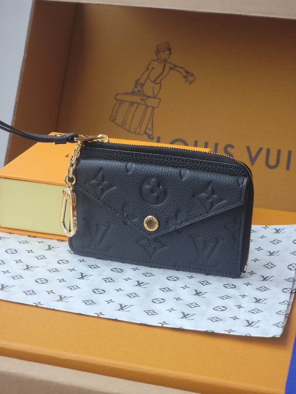 LV Recto Verso Card Holder Black Red Trim Monogram Canvas 274740