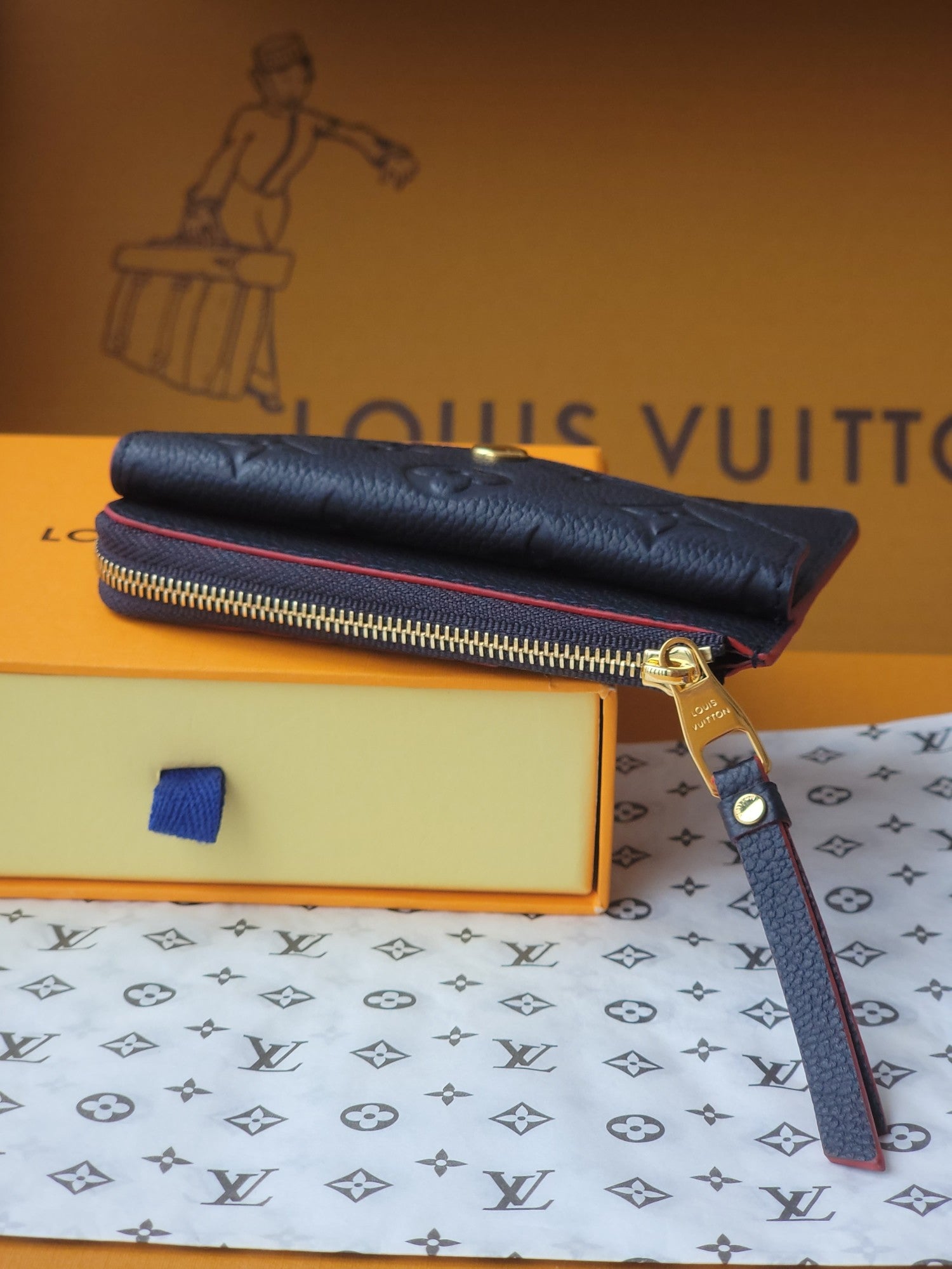 LV Recto Verso Card Holder Black Red Trim Monogram Canvas 274740
