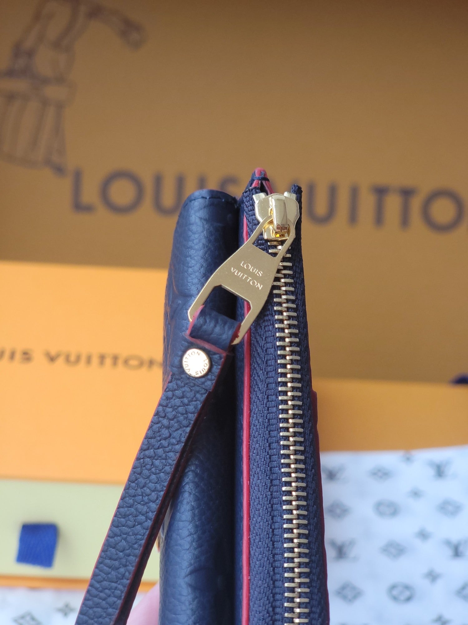 LV Recto Verso Card Holder Black Red Trim Monogram Canvas 274740