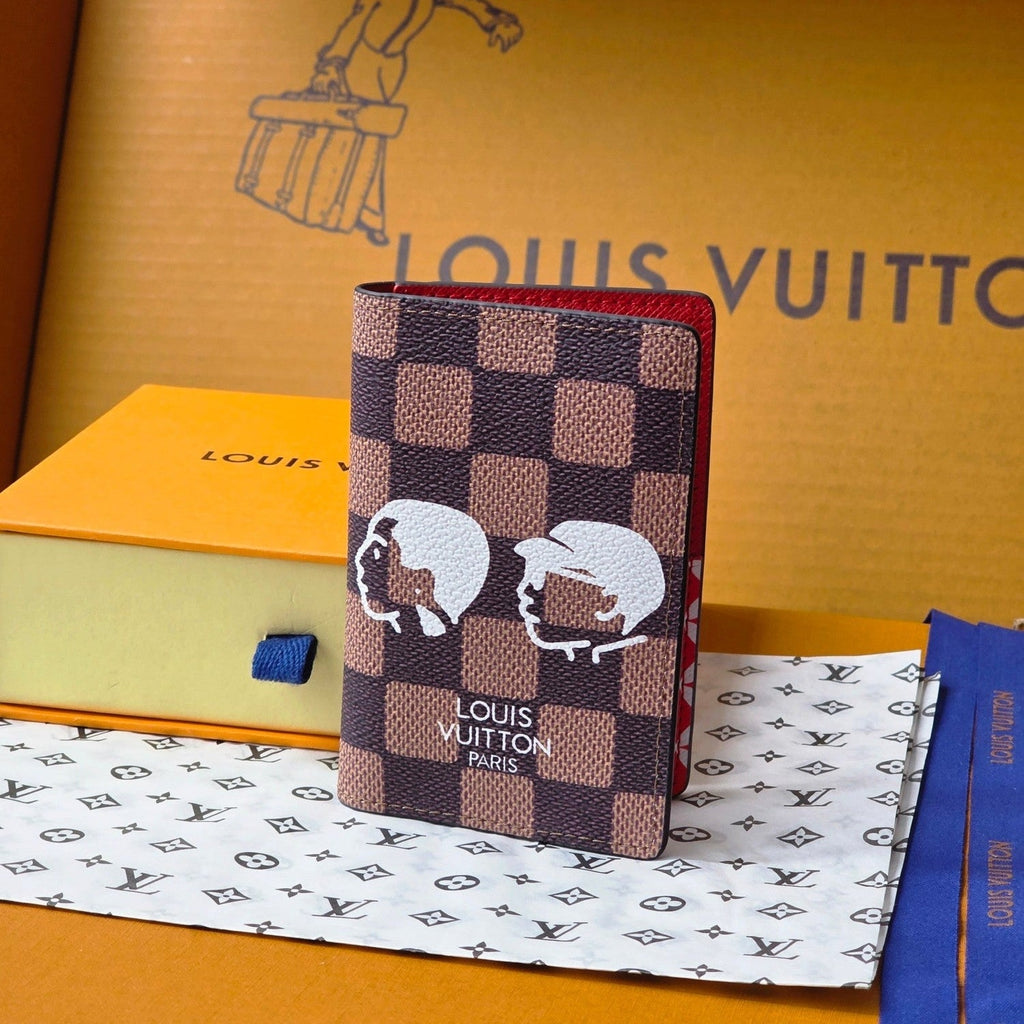 LV Collaboration Pocket Wallet Card Holder Brown PVC Fabric with Leather 274754