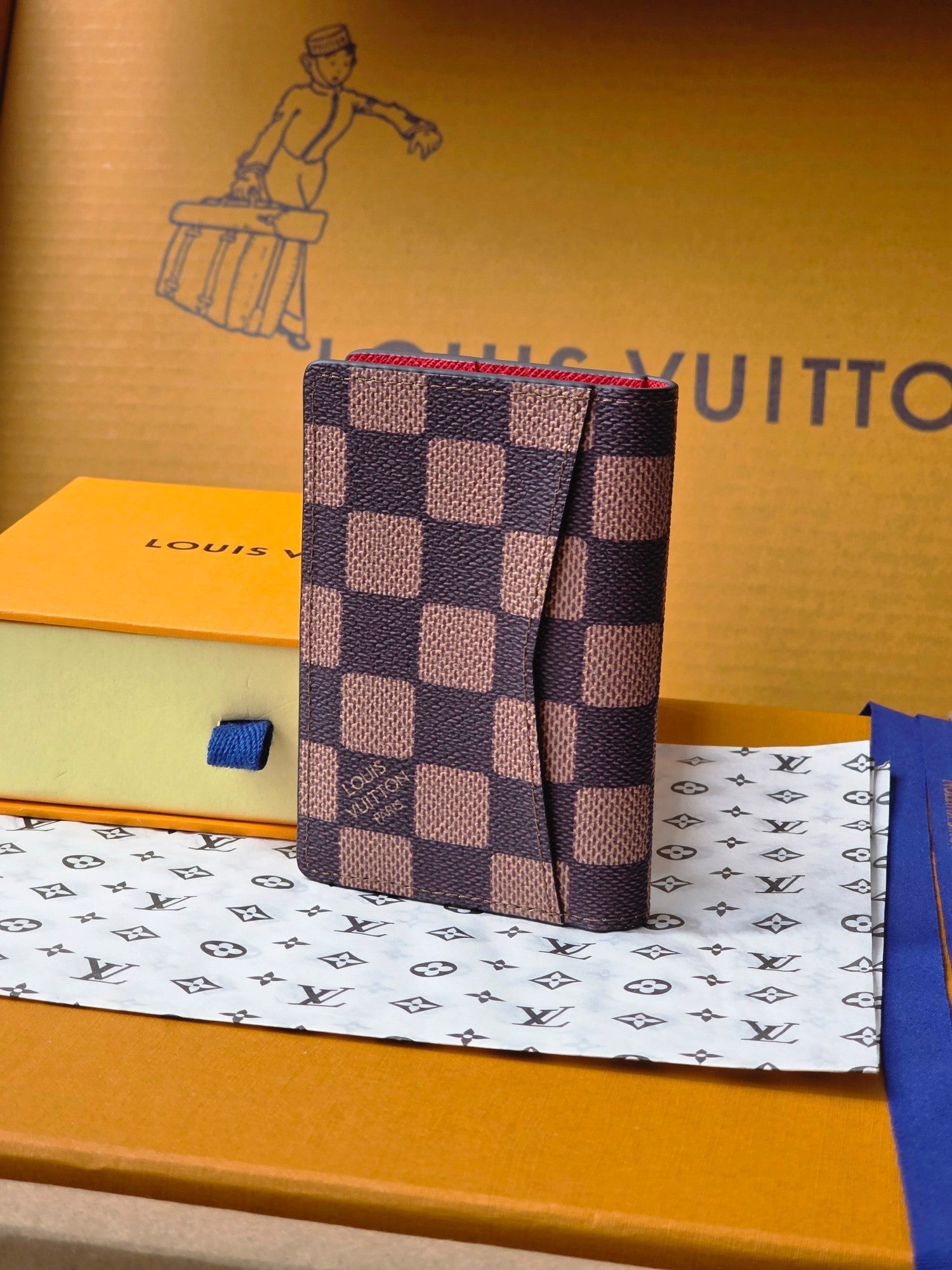 LV Collaboration Pocket Wallet Card Holder Brown PVC Fabric with Leather 274754