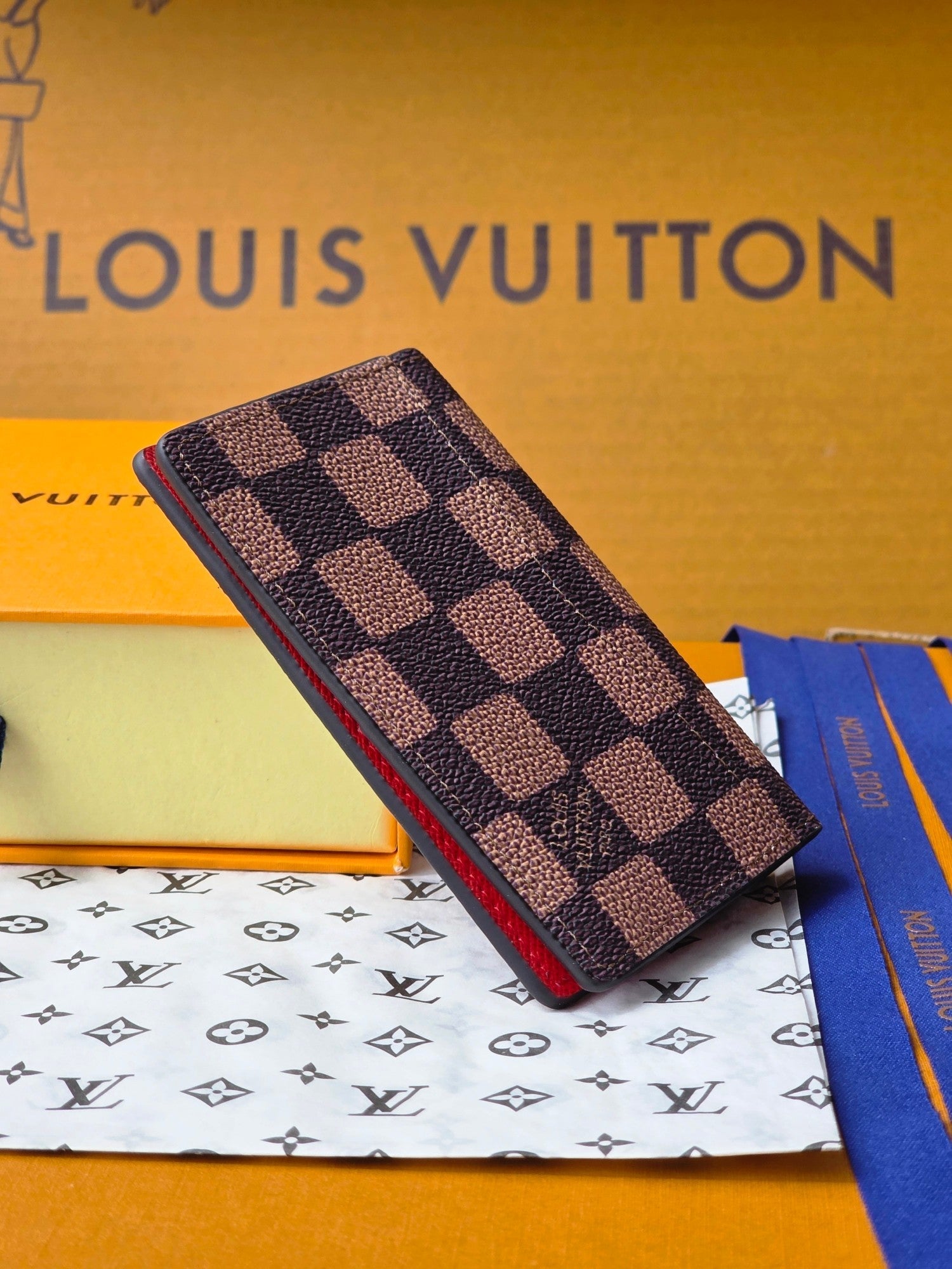 LV Collaboration Pocket Wallet Card Holder Brown PVC Fabric with Leather 274754