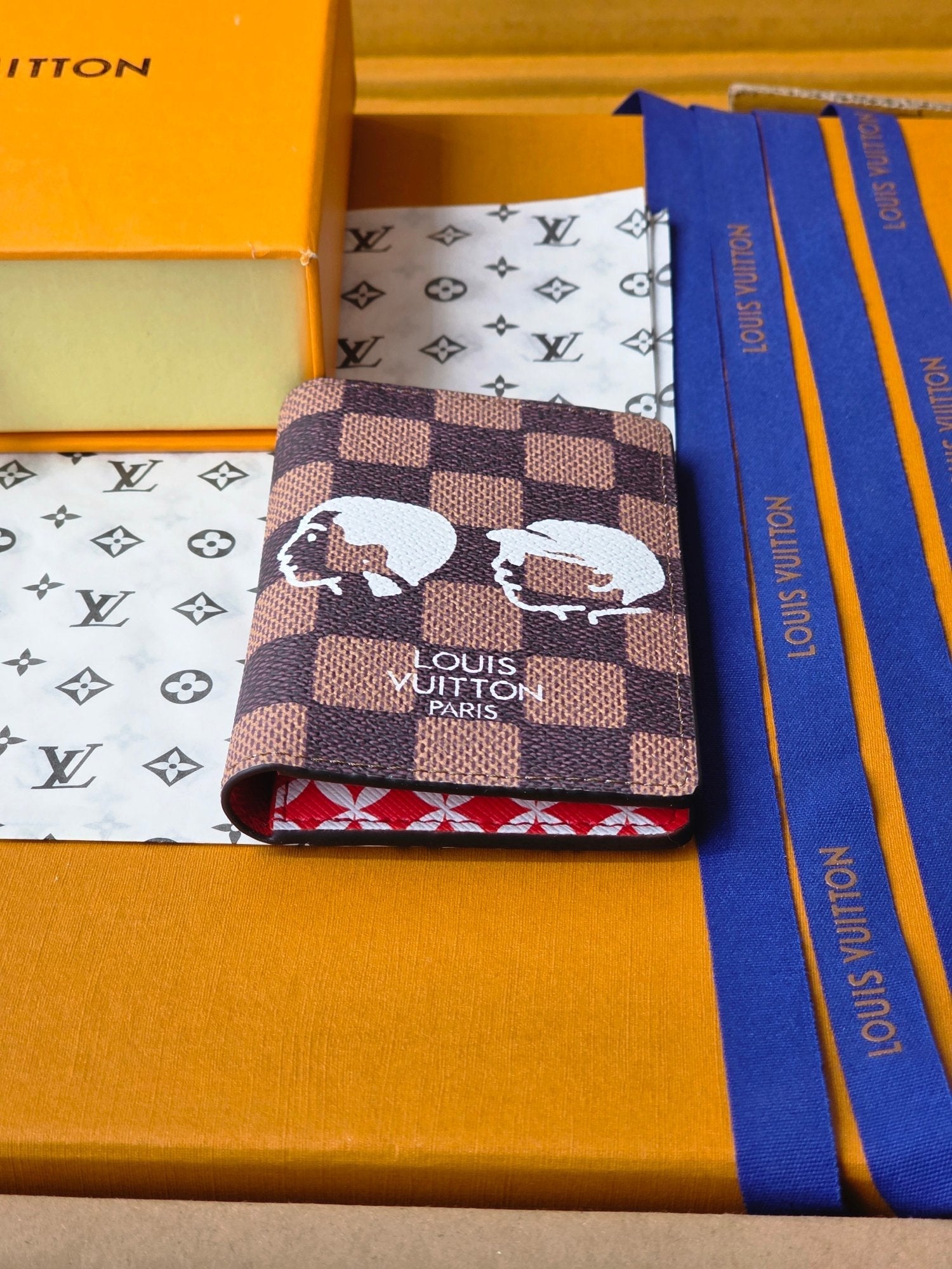 LV Collaboration Pocket Wallet Card Holder Brown PVC Fabric with Leather 274754